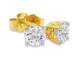 1ct Round Diamond Stud Earrings in 14k Yellow Gold