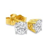 1 2ct Round Diamond Stud Earrings in 14k Yellow Gold