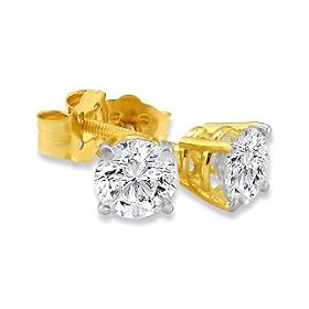 1/3ct Round Diamond Stud Earrings in 14k Yellow Gold GH SI#