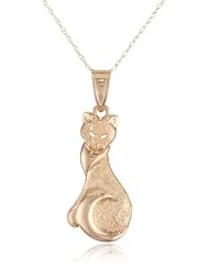 Klassics 10k Yellow Gold Sparkly Cat Pendant Necklace, 19.15