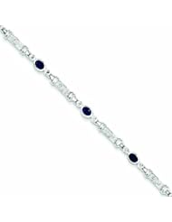 Genuine .925 Sterling Silver Sapphire And Diamond Bracelet 5.1 Grams . 100% Satisfaction Guaranteed.