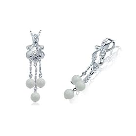 Three-Stone Round White Agate Pendant Sterling Silver by Peora
