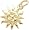Sun Charm, Gold Plated Silver