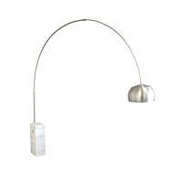 Baxton Studio Arco Lamp Cube-Shaped Marble Base, White