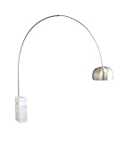 IMAGE OF Baxton Studio Arco Lamp Cube-Shaped Marble Base, White