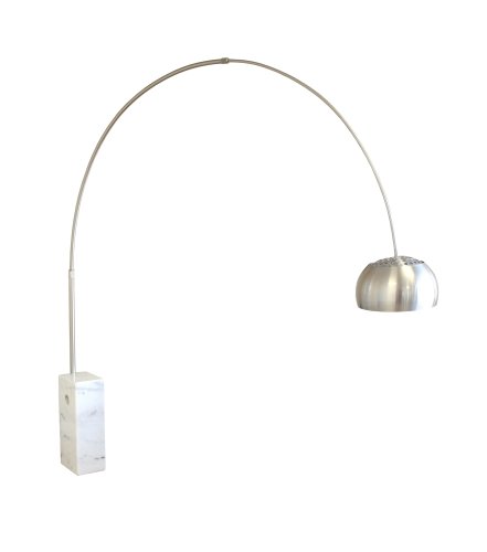 Baxton Studio Arco Lamp Cube-Shaped Marble Base White