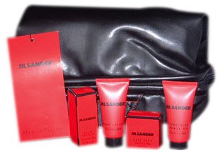Jil Sander Feeling Man By Jil Sander For Men. Gift Set ( Eau De Toilette  Miniature 7 Ml + Body Lotion 0.7 Oz + Shower Gel 0.7 Oz + Soap + Bag)