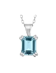 8x6mm Blue Topaz Pendant Necklace 1.5 Carat (ctw) in Sterling Silver with Chain