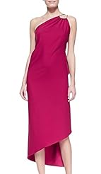 One Shoulder Open-Back Backless Midi Dress 