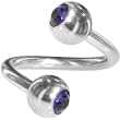 Swarovski Purple Velvet Double Gem Spiral Twister Belly Ring