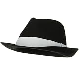 Extra Small Size Classic Cotton Fedora Hat - Black White Band W19S22E