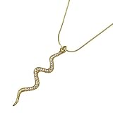 Goldtone with Rhinestones Snake Pendant Necklace Fashion Jewelry