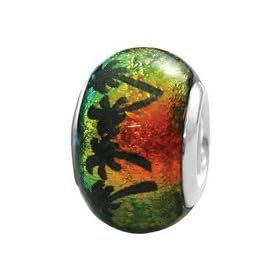 CleverEve's Palm Trees Dichrois Glass Sterling Silver Bead