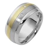 9mm Two-Tone 14 Karat Gold Diamond SPINNING Comfort Fit Wedding Band Ring
