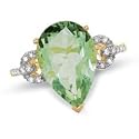 Gordon's Jewelers Pear-Shaped Green Quartz Buckle Ring with Diamond Accents in 14K Gold