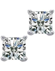 0.86 ct Ladies Princess Cut Diamond Stud Earrings In 14 Karat White Gold Screw Back