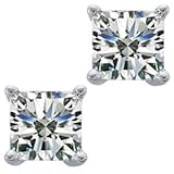 0.26 ct Ladies Princess Cut Diamond Stud Earrings In 14 Karat White Gold Screw Back