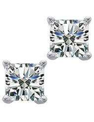 1.10 ct Ladies Princess Cut Diamond Stud Earrings In 14 Karat White Gold Screw Back