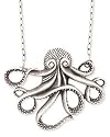 Antique Silver Metal Octopus Necklace