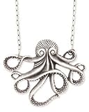 Antique Silver Metal Octopus Necklace