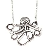 Antique Silver Metal Octopus Necklace
