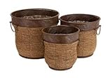 IMAGE OF Set of Three Attractive Metal Wicker Planters