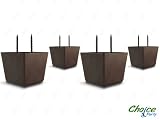 Choice Parts - 2 Inch Tall Triangle Walnut Brown Plastic Sofa Legs (Pack of 4 Replacement Feet)