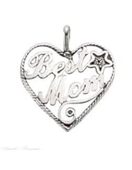 Sterling Silver 18" .8mm Wide Box Chain Necklace With BEST MOM Heart Pendant