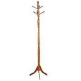 Oak Finish Wood Hall Tree Style Coat Hat Rack Stand