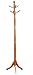 Oak Finish Wood Hall Tree Style Coat Hat Rack Stand