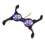 Black USB Powered Foldable Cooling Pad with 2 Fan Blue LED - Supports up to 15.4 for Laptop Notebook Netbook