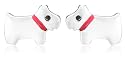Jo for Girls Silver Scottie Dog with Pink Enamel Collar Stud Earrings