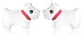 Jo for Girls Silver Scottie Dog with Pink Enamel Collar Stud Earrings