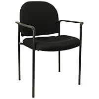 Comfortable Stackable Steel Side Office Chair with Arms, Black