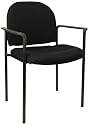 Comfortable Stackable Steel Side Office Chair with Arms, Black