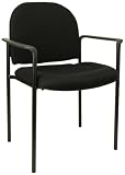 Comfortable Stackable Steel Side Office Chair with Arms, Black