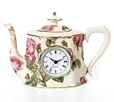 : Decorative Porcelain Rose Design Teapot Wall Decor With Clock Home Decor