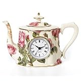 Decorative Porcelain Rose Design Teapot Wall Decor With Clock Home Decor by Romantic Rose Collection