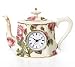 Decorative Porcelain Rose Design Teapot Wall Decor With Clock Home Decor