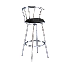 Set of 2 29H Retro Black Swivel Chrome Barstools by AtHomeMart