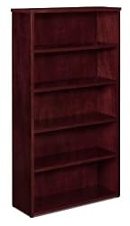 Basyx 5-Shelf Bookcase, 35-5/8 by 13 by 66-Inch, Mahogany
