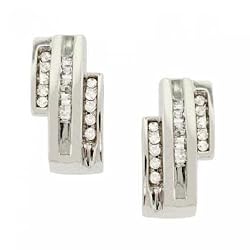 14KT White Gold J Hoop Earrings 1cttw Diamonds 6.1Grams