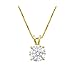 0.375 Carat 4 Prong Basket Setting Diamond Pendant Necklace in 18K Yellow Gold with a I-J Color VS2 Clarity Round Brilliant Cut Diamond with 18K Gold chain
