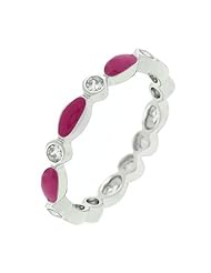 Fuchsia Link Enamel Stacker Ring