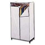 from Blackspur Houseware 75 x 160cm CREAM COVER RAIL WARDROBE CLOTHES CUPBOARD