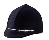 Equestrian Riding Helmet Cover - Rhinestone Black Velvet