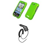 EMPIRE Neon Green Rubberized Hard Case Cover + Car Charger (CLA) for AT&T H ....