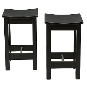 24" Antique Black Scoop Stool - Set of 2 