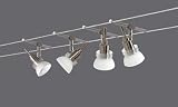 Paulmann 97111 Wire System Verbier 150 4x35W GU4 Eisen gebürstet/Opal 230/12V 150VA Metall/Glas