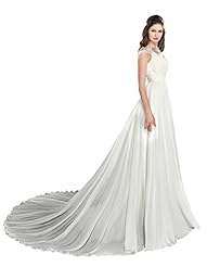 Chiffon Lace-Up Belted Wedding Dress 